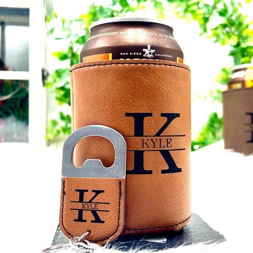 Personalized Vegan Leather Can Cooler (Koozie)