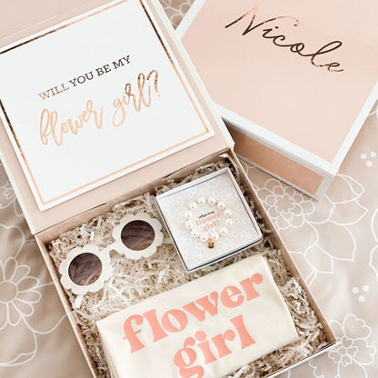 Personalized Pink Flower Girl Proposal Gift Box