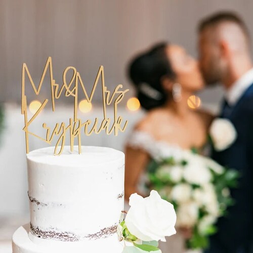 Personalized Gold Cake Topper