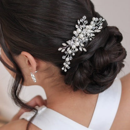 Bridal Headpiece and Comb - Pearl, Crystal, Gold, Floral