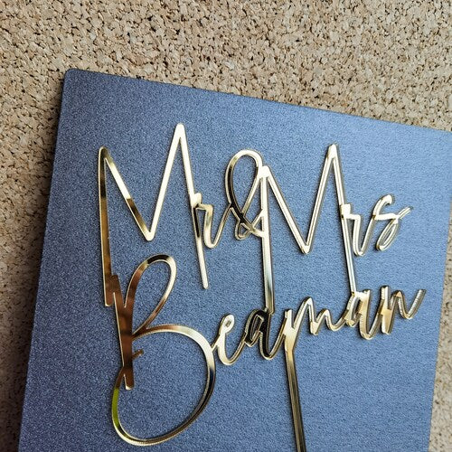 Personalized Gold Cake Topper