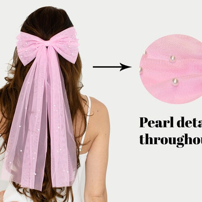 Pearl Veil & Hair Bow Clips