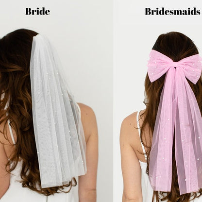 Pearl Veil & Hair Bow Clips