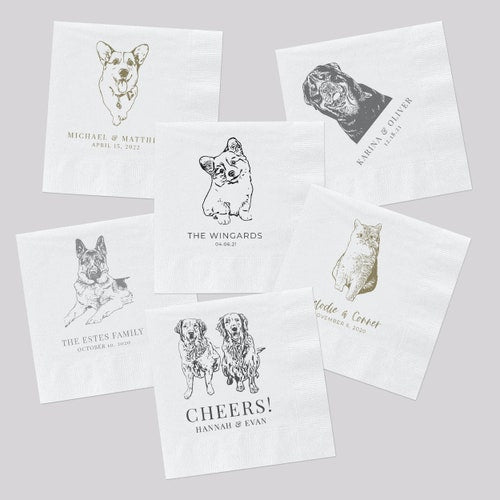 Custom Pet Cocktail Napkins for Weddings and Events