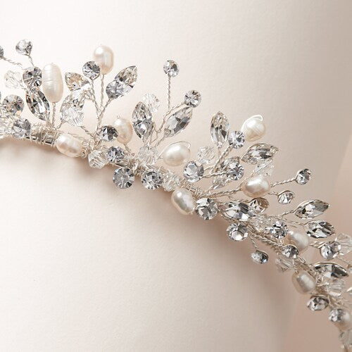 Pearl & Crystal Wedding Tiara/Bridal Headpiece