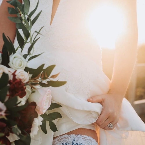 Personalized White Lace Toss Garters