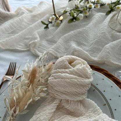 Ivory Cheesecloth Table Runner