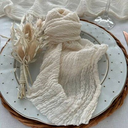 Ivory Cheesecloth Table Runner