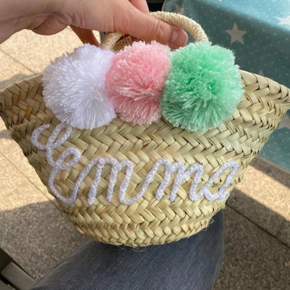 Personalized Straw Moroccan Basket