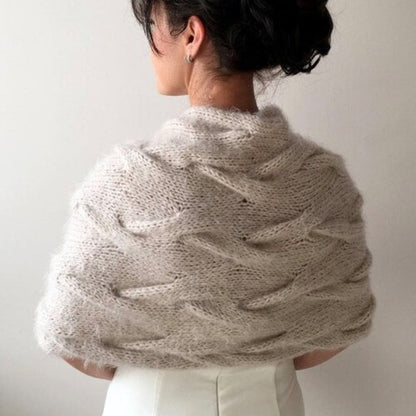 Wedding Shawl, Bridal Mohair Wrap, Beige Knit Cover Up, Winter, Wedding Cape, Shawls and Wraps, Bridal Bolero, Stole, Plus Size