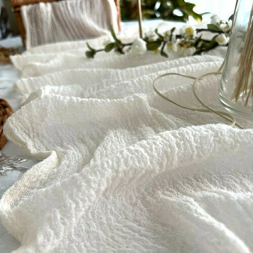 Ivory Cheesecloth Table Runner