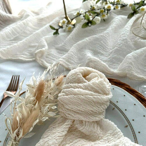 Ivory Cheesecloth Table Runner