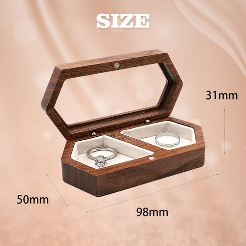 Personalized Wooden Wedding Ring Box with Double Slots