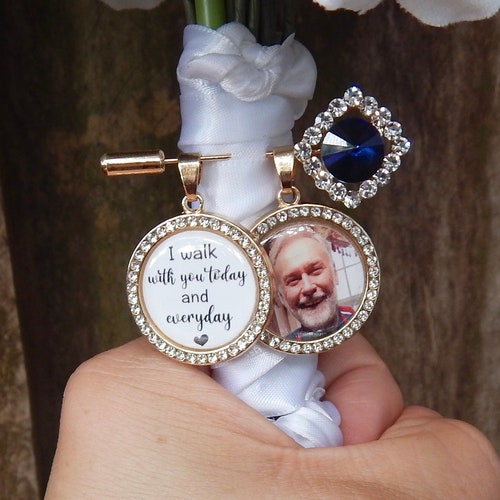 Custom "Something Blue" Photo Memory Charm for Bridal Bouquet