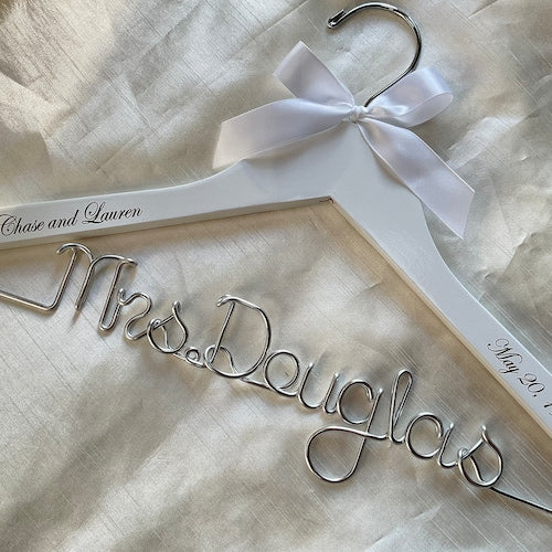 Personalized Wedding Dress Hanger with Silver Wire Name