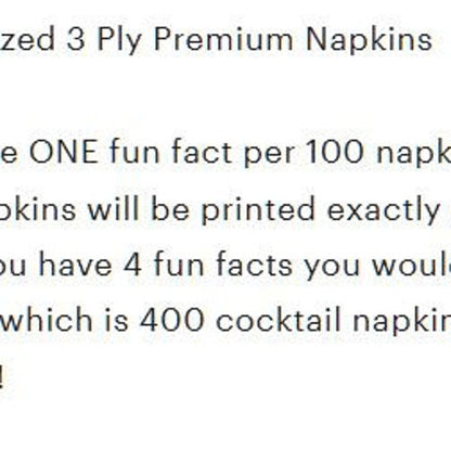 Personalized Wedding Fun Facts/Tidbits Napkins (Pack of 100+)