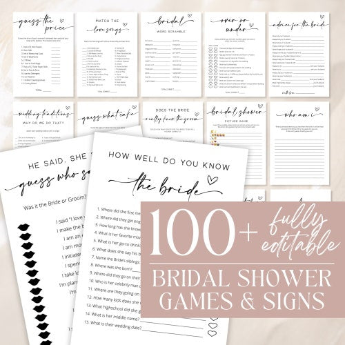 Custom Bridal Shower Game Bundle