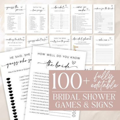 Custom Bridal Shower Game Bundle