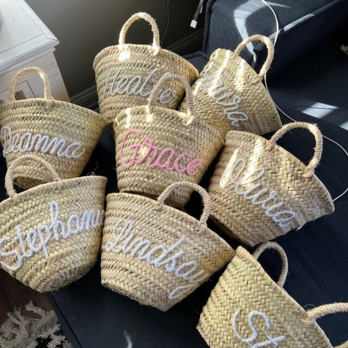 Personalized Straw Moroccan Basket