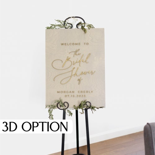 3D Wooden Shower Welcome Sign – Elegant Gold Design