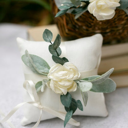 Grace + Sage Flower Girl Basket and Ring Bearer Pillow Set