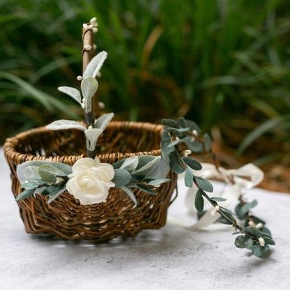 Grace + Sage Flower Girl Basket and Ring Bearer Pillow Set