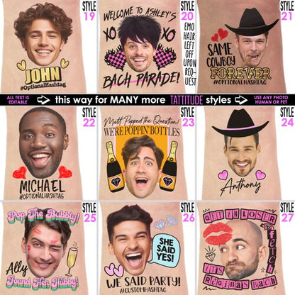 Personalized Bachelorette Party Tattoos with the Grooms Face (Pack of 20+)