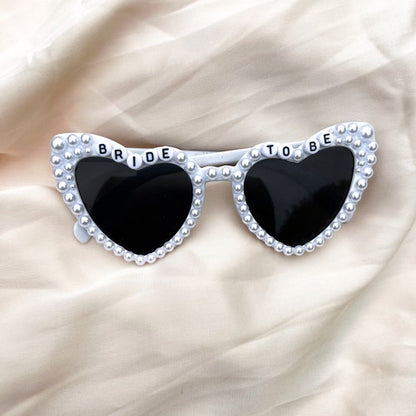 Pearl Customized Heart Shaped Bride Sunglasses