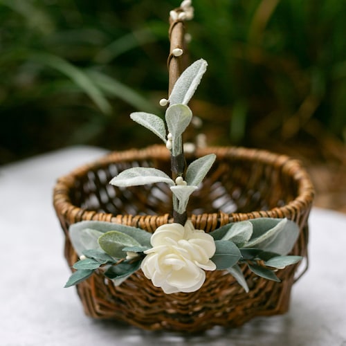 Flower Girl Basket and Ring Bearer Pillow Set