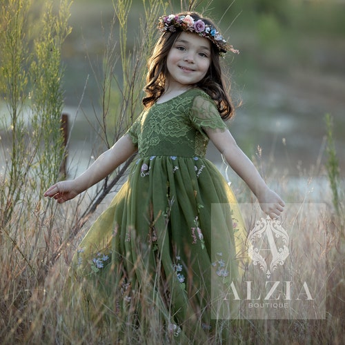 Sage Green Embroidered Flower Girl Dress Joy Wedding Store Sage Green Embroidered Flower Girl Dress Joy Wedding Store