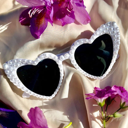 Pearl Customized Heart Shaped Bride Sunglasses