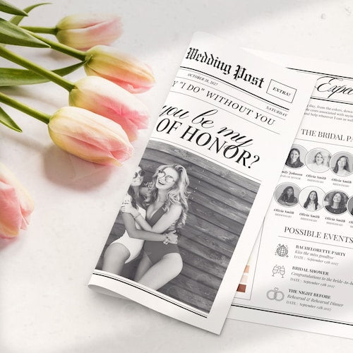 Bridesmaid Proposal Newspaper Flower Bouquet