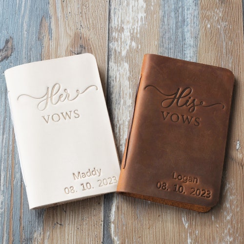 Personalized Leather Wedding Vow Book – Custom His/Her Vow Books, Bridal Shower Gift