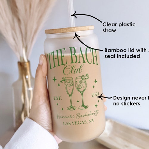 Personalized Frosted Glass Tumbler with Bamboo Lid