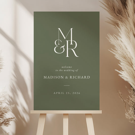 Personalized Olive Monogram Wedding Sign